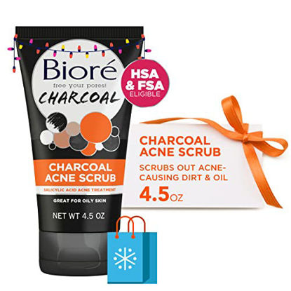 Picture of Bioré Charcoal Acne Face Scrub, with 1% Salicylic Acid and Natural Charcoal, Helps Prevent Breakouts and Absorb Oil for Deep Pore Cleansing, 4.5 Ounce (HSA/FSA Approved)