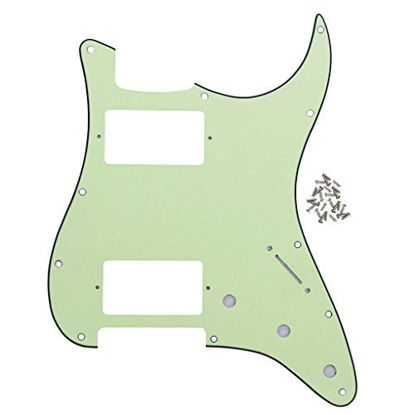 Picture of IKN 3Ply Mint Green HH Strat Pickguard Pick Guard Plate w/screws for Standard Strat Modern Style Big Apple Guitar Part