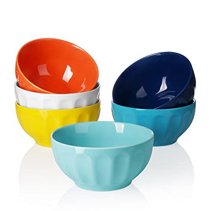 Picture of Sweese 106.002 Porcelain Fluted Bowl Set - 26 Ounce for Cereal, Soup - Set of 6, Hot Assorted Colors