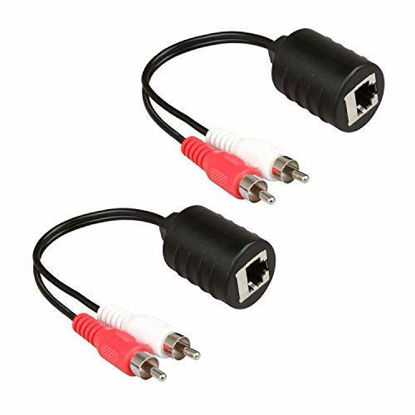 Picture of LINESO 2Pack Stereo RCA to Stereo RCA Audio Extender Over Cat5 (2X RCA to RJ45 Female)