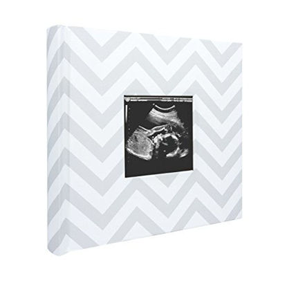 Picture of Pearhead Baby Photo Album for Baby Girl or Baby Boy, Gender Neutral Baby Memory Book, Baby Shower Gift, Gray Chevron