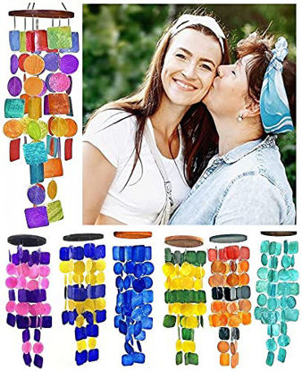 Picture of Bellaa Wind Chimes Gifts for Mom Sympathy Memorial Loss of a Loved One Prime Condolence Remembrance Windchimes Unique Shell Sea Glass Hanging Ocean Decor Garden Patio Rainbow 27 inch