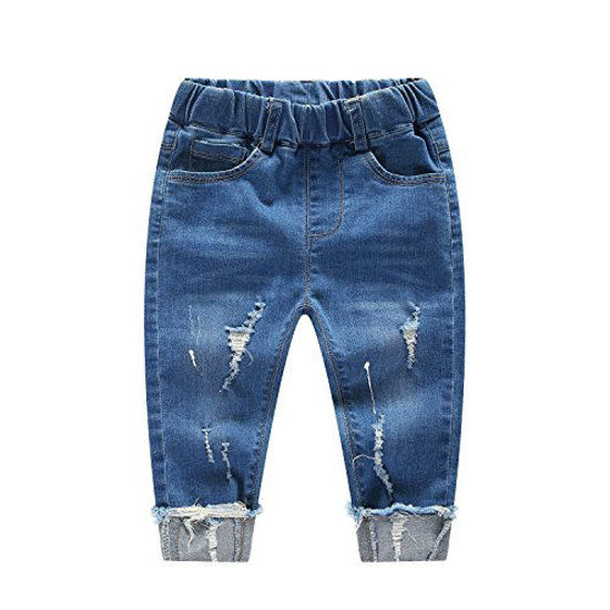 Picture of KIDSCOOL SPACE Baby Ripped Jean,Toddler Elastic Distressed Waist Denim Pants,12-18 Months