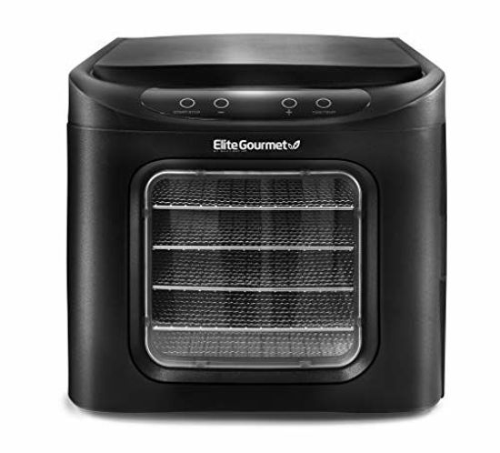 Picture of Elite Gourmet EFD313B Food Dehydrator, Adjustable Temperature Controls, Jerky Herbs Fruit Veggies Snacks, BPA-Free, Stainless Steel 6 Trays