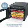 Picture of Elite Gourmet EFD313B Food Dehydrator, Adjustable Temperature Controls, Jerky Herbs Fruit Veggies Snacks, BPA-Free, Stainless Steel 6 Trays