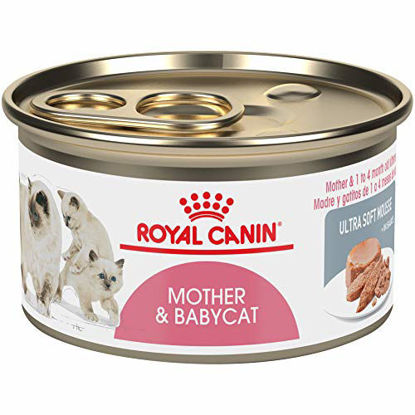 Picture of Royal Canin Feline Health Nutrition Mother & Babycat Ultra Soft Mousse in Sauce Canned Cat Food, 3 oz