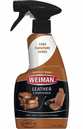 Picture of Weiman Leather Cleaner and Conditioner for Furniture - Cleans Conditions and Restores Leather Surfaces - UV Protectants Help Prevent Cracking or Fading of Leather Car Seats, Shoes, Purses