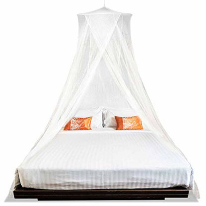Picture of MEKKAPRO Extra-Large King Mosquito Bed Net, Made for King Queen and Twin, Two Openings Netting | Bed Canopy Curtains, White Mosquito Netting