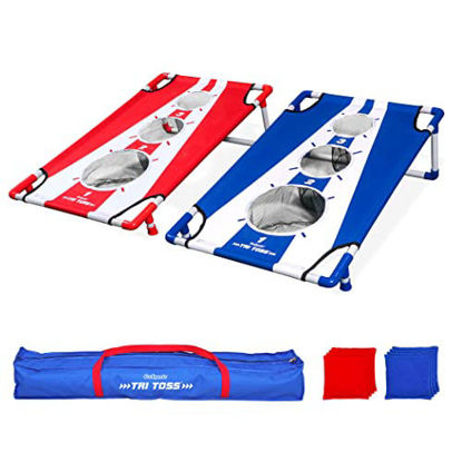 Picture of GoSports Tri Toss Cornhole Game | Fun New Portable Indoor & Outdoor Bean Bag Toss Game Set for Kids & Adults, Red; Blue (CH-05-TRITOSS)