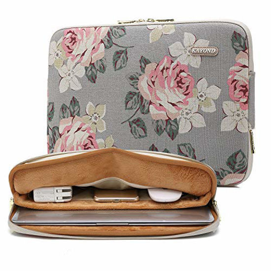 Picture of kayond Water-Resistant Canvas 13.3 Inch Laptop Sleeve-White Rose