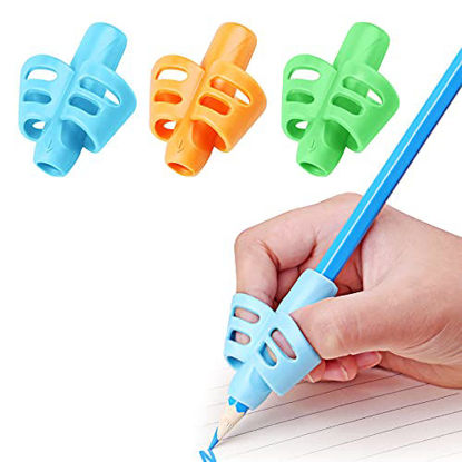 Picture of Pencil Grips, DMFLY Pencil Grips for Kids Handwriting, Children Pen Writing Aid Grip Set Posture Correction Tool for Kids Preschoolers Children, Hollow Ventilation Design, 3 Pack