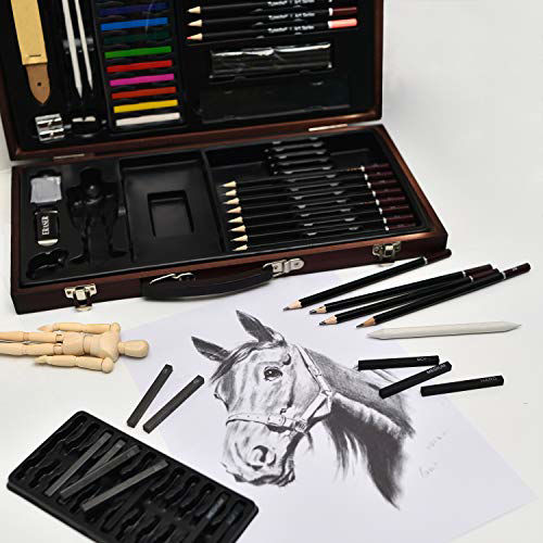 GetUSCart- Sketching Drawing Art Set,58pcs Professional Wooden Artist ...