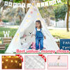 Picture of Tiny Land Kids Teepee Tent with Mat & Light String& Carry Case- Kids Foldable Play Tent for Indoor Outdoor, Raw White Canvas Teepee - Kids Playhouse - Portable Kids Tent