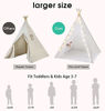 Picture of Tiny Land Kids Teepee Tent with Mat & Light String& Carry Case- Kids Foldable Play Tent for Indoor Outdoor, Raw White Canvas Teepee - Kids Playhouse - Portable Kids Tent