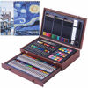 Picture of 145 Piece Art Set with 2 x 50 Page Drawing Pad, Art Supplies in Portable Wooden Case, Crayons, Oil Pastels, Colored Pencils, Watercolor Cakes, Sharpener, Sandpaper