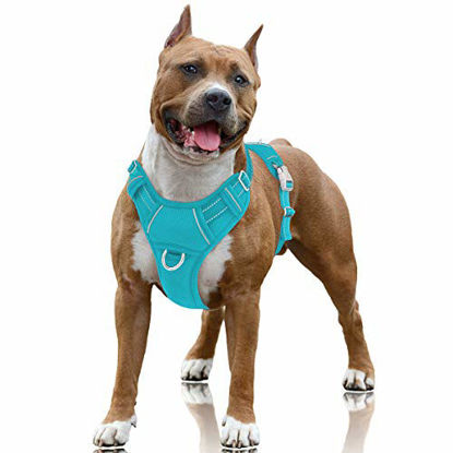 Picture of BARKBAY No Pull Dog Harness Large Step in Reflective Dog Harness with Front Clip and Easy Control Handle for Walking Training Running with ID tag Pocket(Blue,L)