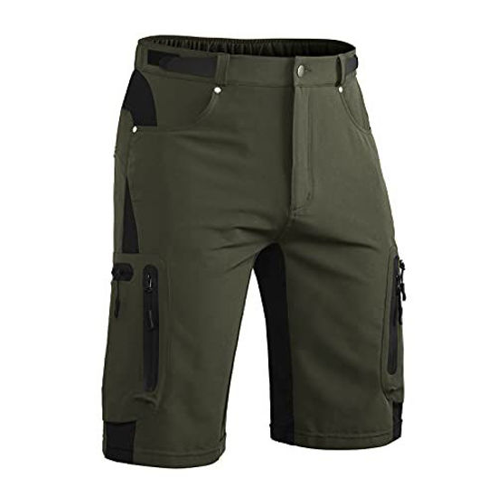 GetUSCart- Hiauspor Mens Quick Dry Stretch Cargo Shorts MTB Mountain Bike  Shorts for Hiking Tactical Fishing with Zipper Pockets (Green, Large)