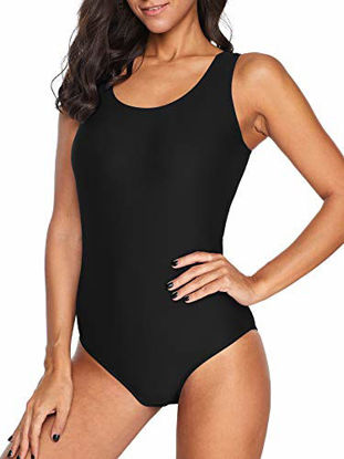 Picture of Zando Womens Bathing Suits One Piece Swimsuits Athletic Training Swimsuit Tummy Control Slimming Swimwear for Women Black Large (US 10-12)
