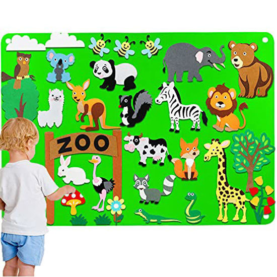 GetUSCart Craftstory Zoo Animals Felt Board Story Set for Toddlers 32