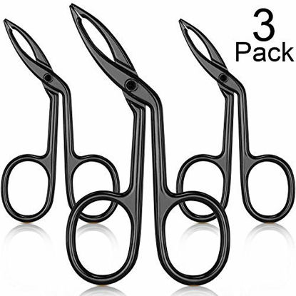 Picture of 3 Packs Eyebrow Tweezers, Scissors Handle Shaped Eyebrow Straight Tip Tweezers Clip, Flat Tip Tweezers Hair Plucker, Straight Tip Hairgripping Eyebrow (Black Plated)
