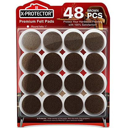 Picture of Felt Furniture Pads X-PROTECTOR - 48 Premium Felt Pads Floor Protector - Chair Felts Pads for Furniture Feet Wood Floors - Best Furniture Pads for Hardwood Floors - Protect Your Wood Floors! (Brown)