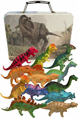 Picture of 3 Bees & Me Dinosaur Toys for Boys and Girls with Storage Box - 12 Large 6 Inch Toy Dinosaurs & Case - Gift for Kids Age 3 to 8