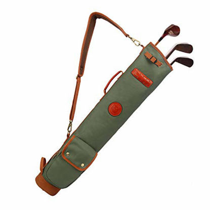 Picture of TOURBON Lightweight Golf Bag Practical Golf Travel Club Carrier Case with Golf Accessory Pouch - Green