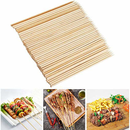 Picture of Fu Store Bamboo Skewers, 8 Inch Bamboo Sticks Shish Kabob Skewers,Grill, Appetizer, Fruit, Corn, Chocolate Fountain, Cocktail, Art, Set of 100 Pack,with Free 10 Pairs of Gloves