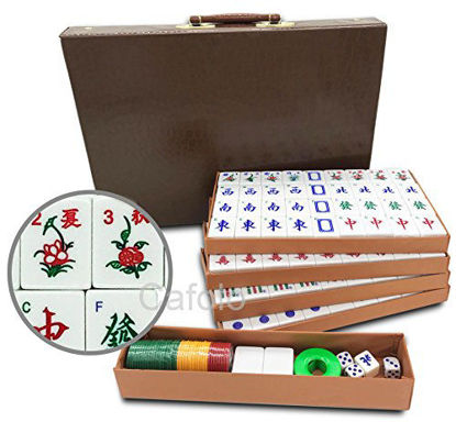 Picture of Mose Cafolo Chinese Mahjong X-Large 144 Numbered Melamine Tiles 1.5" Large Tile with Carrying Travel Case Pro Complete Mahjong Game Set - (Mah Jong, Mahjongg, Mah-Jongg, Mah Jongg, Majiang)