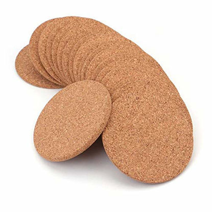 Picture of Tebery 20 Pack Round 3.9" Absorbent Cork Coasters for Drinks in Office, Home, or Cottage -1/5" Thick