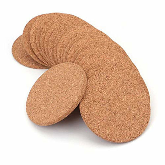 Picture of Tebery 20 Pack Round 3.9" Absorbent Cork Coasters for Drinks in Office, Home, or Cottage -1/5" Thick
