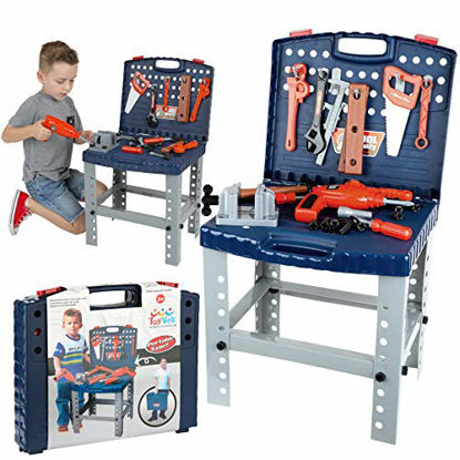Picture of ToyVelt Kids Tool Set Toddler Workbench W Realistic Tools & Electric Drill For Construction Workshop Tool Bench, Stem Educational Pretend Play, Best Gift Toys For Boys & Girls Age 3, 4, 5, 6 and Up