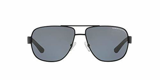 Picture of A|X Armani Exchange Men's AX2012S Metal Rectangular Sunglasses, Matte Black/Polarized Grey, 62 mm