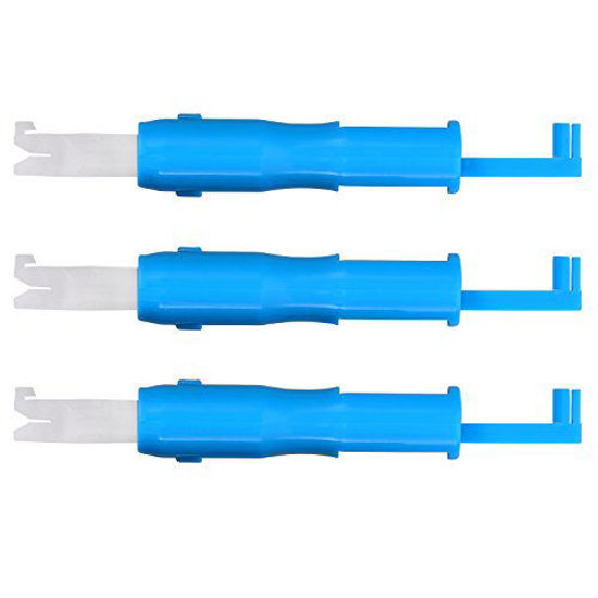 Picture of Hicarer 3 Pieces Sewing Needle Inserter Automatic Needle Threader Needle Threading Tool for Sewing Machine (Blue and White)