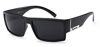 Picture of Locs Mens Flat Top Gangster Sunglasses Black Silver Frame 91026 (Black), 5.5w x 1.75h