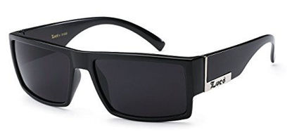 Picture of Locs Mens Flat Top Gangster Sunglasses Black Silver Frame 91026 (Black), 5.5w x 1.75h