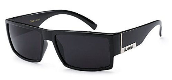 Picture of Locs Mens Flat Top Gangster Sunglasses Black Silver Frame 91026 (Black), 5.5w x 1.75h