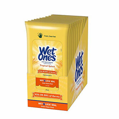 Picture of Wet Ones Antibacterial Hand Wipes, Tropical Splash Scent, 20 Count (Pack of 10), Packaging May Vary