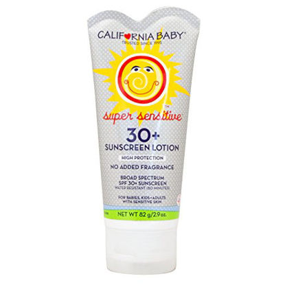 Picture of California Baby Face & Body Sunscreen Lotion SPF 30+ Sunscreen - For Babies, Kids & Adults, Free of Added Fragrances, Common Allergens, and Irritants - Making it Perfect for Allergy-Prone, Sensitive Skin! 2.9oz