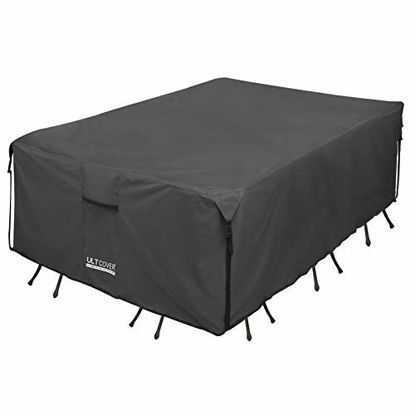 Picture of ULTCOVER 600D Tough Canvas Durable Rectangular Patio Table and Chair Cover - Waterproof Outdoor General Purpose Furniture Covers 136 x 74 inch, Black