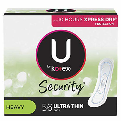 Picture of U by Kotex Security Ultra Thin Feminine Pads, Heavy Absorbency, Unscented, 56 Count