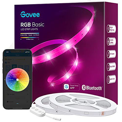 Picture of Govee RGB LED Strip Lights, 65.6ft Bluetooth LED Lights with App Control, Bright 5050 LEDs, 64 Scenes and Music Sync Lights for Bedroom, Room, Kitchen, Party, ETL Listed Adapter, 2 Rolls of 32.8ft