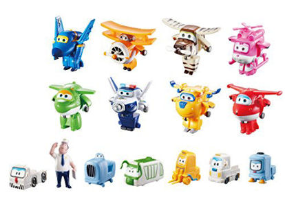 Picture of Super Wings - 2" Scale Transform-a-Bot World Airport Crew Vehicle Playset | 15 Toy Plane Figures Collector Pack | Best Flying Airplane Toys For Kids 3 4 5 years old | Gift for Preschool Boys and Girls