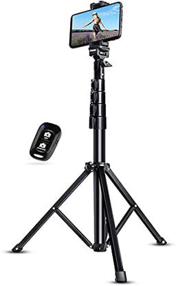 Picture of UBeesize 51" Extendable Tripod Stand with Bluetooth Remote for iPhone Android Phone, Heavy Duty Aluminum, Lightweight