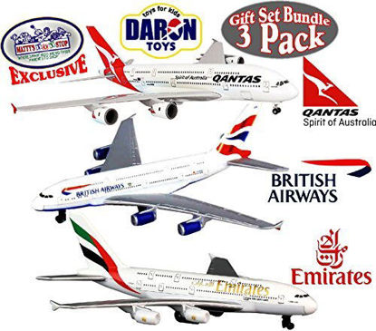 Picture of Daron Emirates A380, Qantas A380 & British Airways A380 Die-cast Planes Matty's Toy Stop Set Bundle - 3 Pack