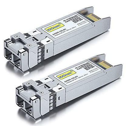 Picture of 10GBase-SR SFP+ Transceiver, 10G 850nm MMF, up to 300 Meters, Compatible with Ubiquiti UniFi UF-MM-10G, Pack of 2