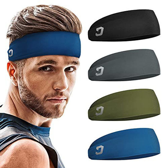 Athletic Mens Headband (4 Pack) - Lightweight Headbands for Men