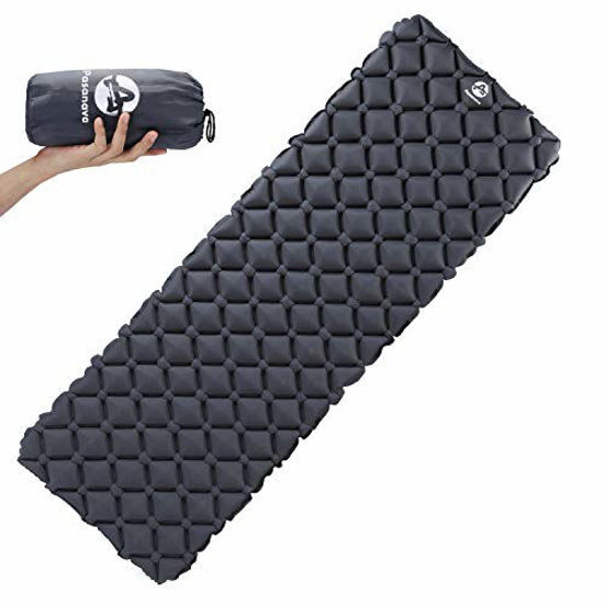 Ultralight Inflatable Compact Sleeping Air Mattress Comfortable With Hiking Backpacking other Outdoor Activitys Gray Pasanava Large Size Camping Sleeping Pad with Eye Mask