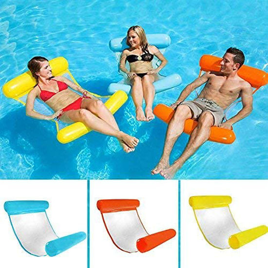 Picture of Dheera Inflatable Water Hammock, Pool Raft Floating Bed Lounger Chair Drifter, Multi-Purpose Swimming Pool Beach Float Hammock for Adult (Blue)