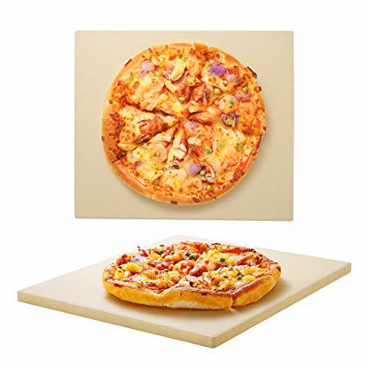 Picture of Unicook Pizza Stone 13 Inch, Square Baking Stone for Bread, Heavy Duty Ceramic Bread Stone, Thermal Shock Resistant Pizza Grilling Stone for Oven and Grill, Making Crispy Pizza, Bread, Cookie and More